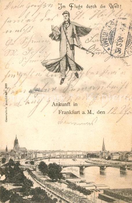 Frankfurt Main Im Fluge durch die Welt Stadtpanorama mit Mainbruecken