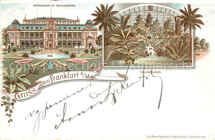 Frankfurt Main Restauration im Palmengarten Palmenhaus Litho