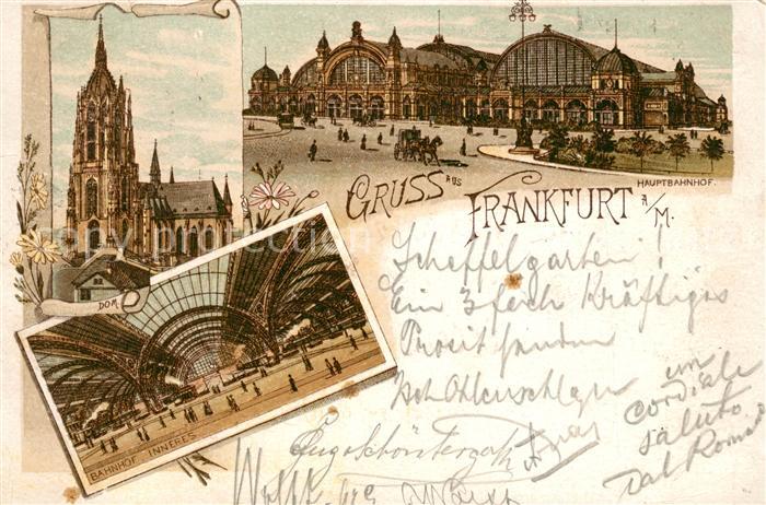 Frankfurt Main Dom Hauptbahnhof Litho Deutsche Reichspost