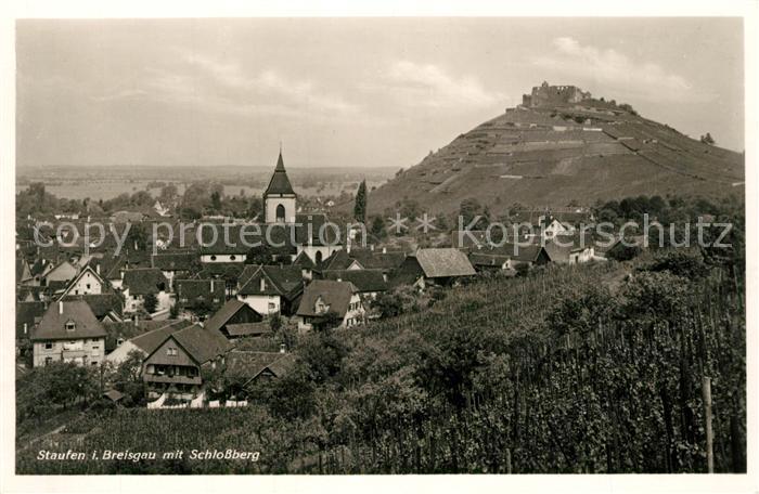 Staufen Breisgau Ortsansicht mit Kirche Fauststadt Blick zur Burg