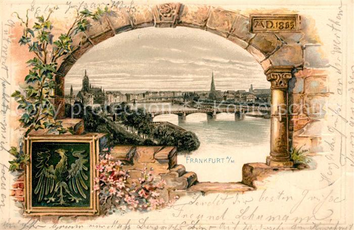 Frankfurt Main Stadtpanorama Torbogen Wappen