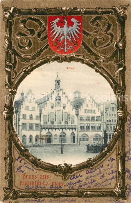 Frankfurt Main Roemer Gerechtigkeitsbrunnen Altstadt Wappen Rahmen