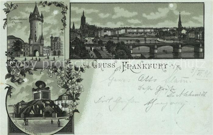 Frankfurt Main Eschenheimer Turm Hessenmonument Denkmal Mainbruecken Dom im Mond