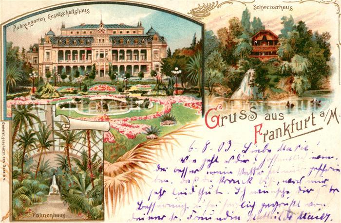 Frankfurt Main Palmengarten Gesellschaftshaus Palmenhaus Schweizerhaus Kuenstler