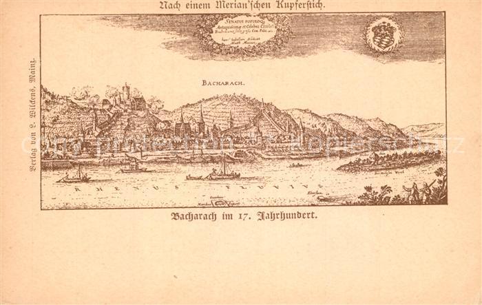 Bacharach Rhein Merianscher Kupferstich