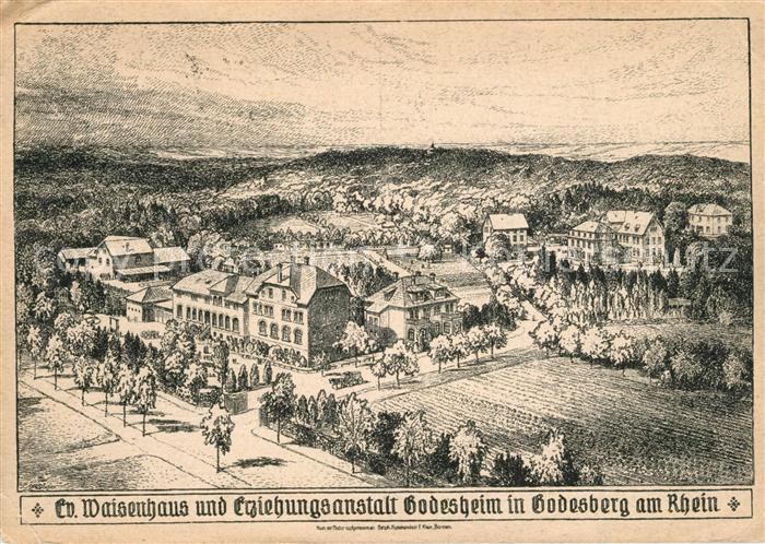 Bad Godesberg Evangelisches Waisenhaus und Erziehungsanstalt Godesheim Zeichnung