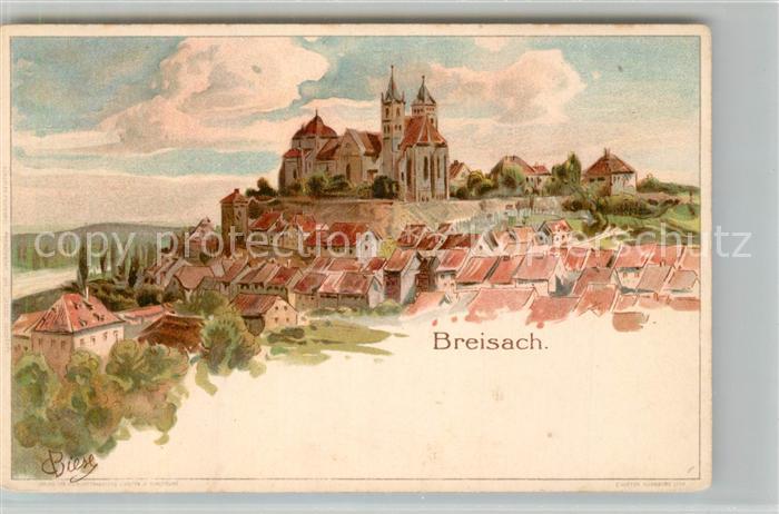 Breisach Rhein Stadtbild mit Muenster Kuenstlerkarte Deutsche Reichspost