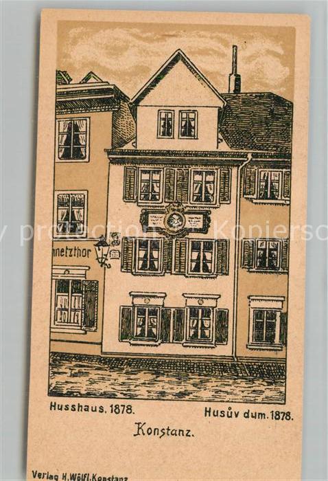 Konstanz Bodensee Husshaus 1878 Zeichnung Kuenstlerkarte