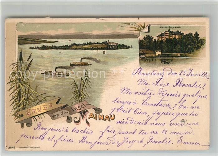 Konstanz Bodensee Insel Mainau Schloss Litho