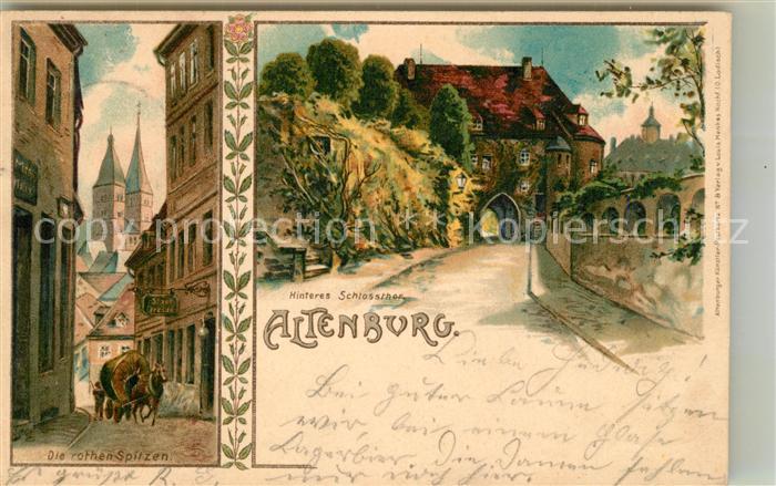 Altenburg Thueringen Rote Spitzen Doppelturm Wahrzeichen Hinteres Schlosstor Kue