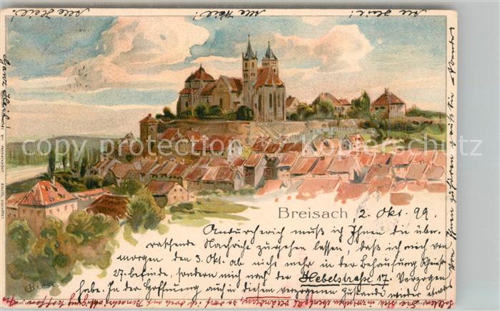 Breisach Rhein Stadtbild mit Muenster Kuenstlerkarte Deutsche Reichspost