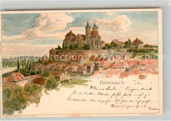 Breisach Rhein Stadtbild mit Muenster Kuenstlerkarte Deutsche Reichspost
