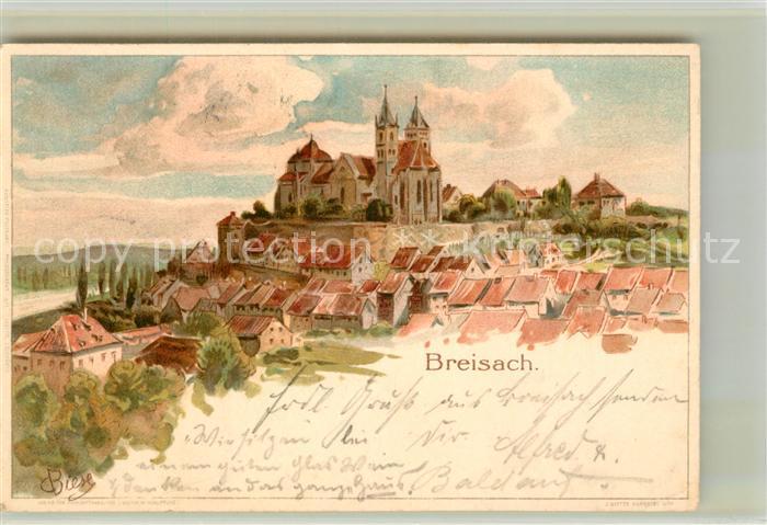 Breisach Rhein Stadtbild mit Muenster Kuenstlerkarte Deutsche Reichspost