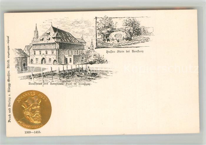 Konstanz Bodensee Kaufhaus mit Konziliumsaal Hussenstein Gedenkstein Muenze Kuen