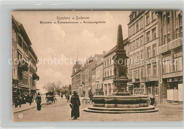 Konstanz Bodensee Marktstaette Vierkaiserbrunnen Reichspostgebaeude