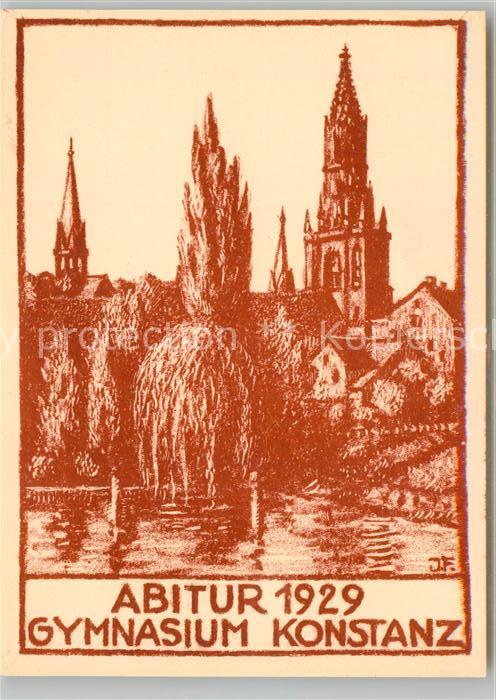 Konstanz Bodensee Abitur Gymnasium 1929 Muenster Kuenstlerkarte