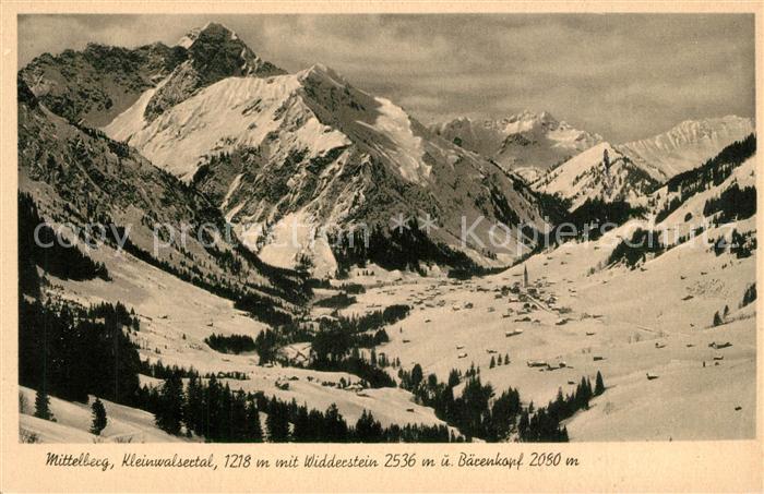 Mittelberg Kleinwalsertal Winterpanorama mit Widderstein und Baerenkopf