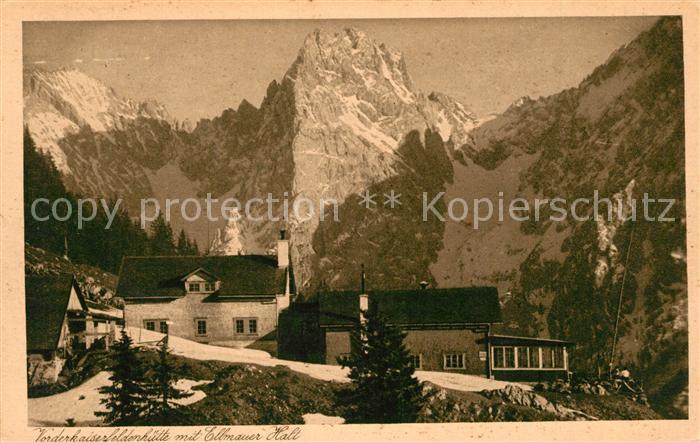 Ebbs Vorderkaiserfeldenhuette mit Ellmauer Halt Unterkunftshaus Kupfertiefdruck