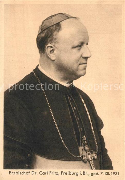 Freiburg Breisgau Erzbischof Dr Carl Fritz Portrait