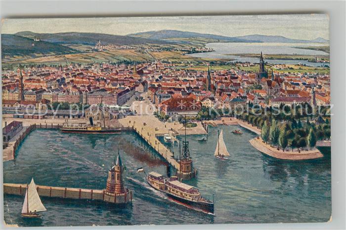 Konstanz Bodensee Panorama mit Hafen