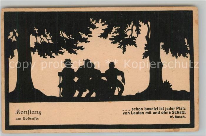 Konstanz Bodensee Ruhebank Scherenschnitt