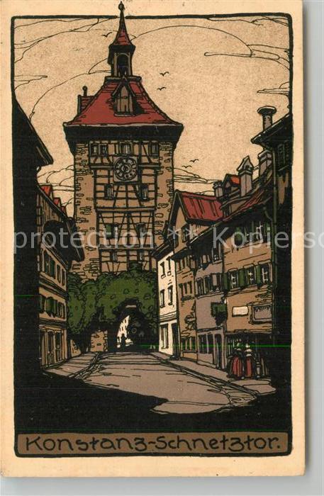 Konstanz Bodensee Schnetztor Kuenstlerkarte