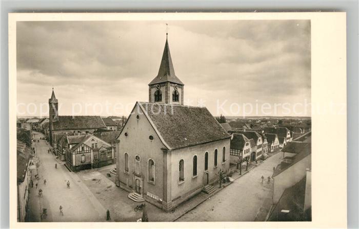 Hassloch Pfalz Kirche mit Langgasse und Kirchgasse