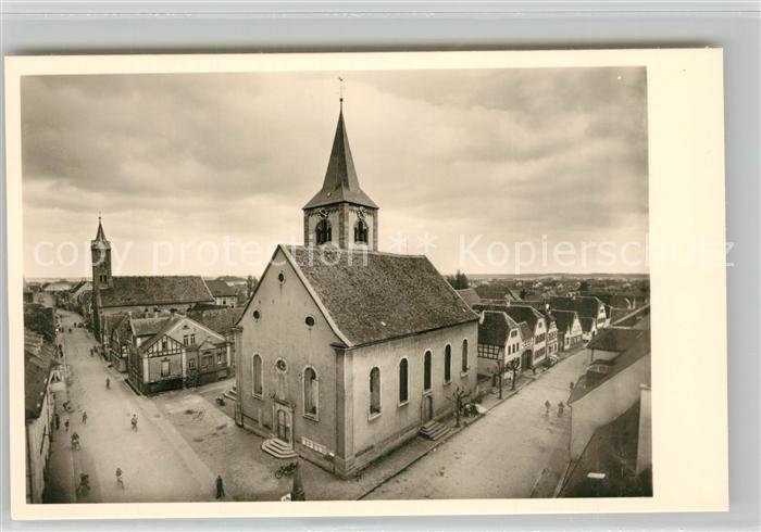 Hassloch Pfalz Kirche mit Langgasse und Kirchegasse