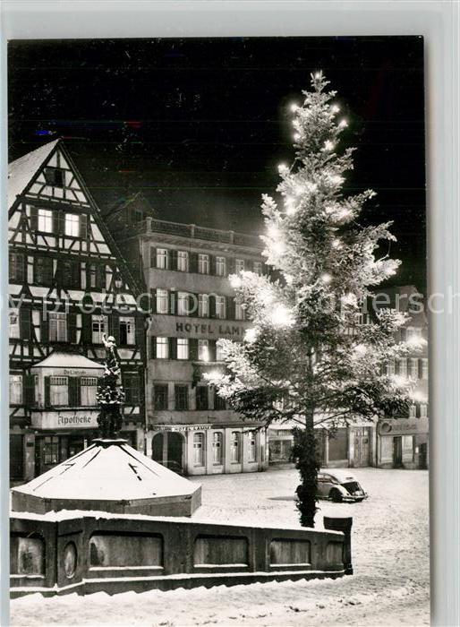 TueBINGEN BW Hotel Lamm mit Moerikestube Marktplatz Weihnachtsbaum