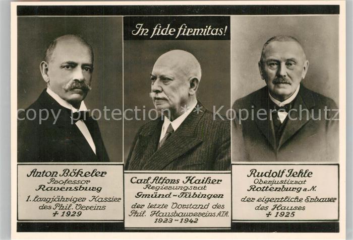 TueBINGEN BW Portraits von Prof Anton Boekeler Carl Alfons Kaisser und Rudolf Je
