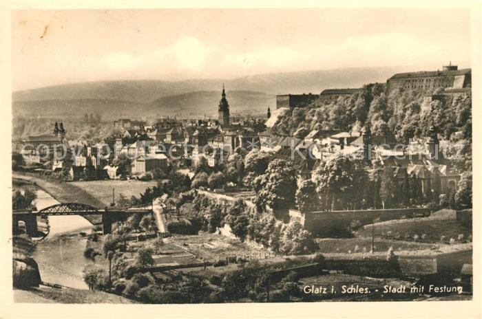 Glatz Niederschlesien Stadtpanorama mit Festung