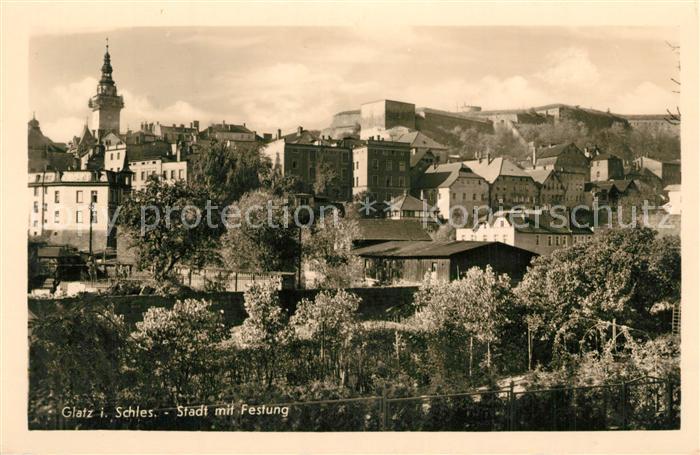 Glatz Niederschlesien Stadtbild mit Festung