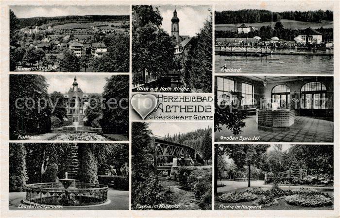Bad Altheide Panorama Freibad Charlottensprudel Kurpark grosser Sprudel Kirche