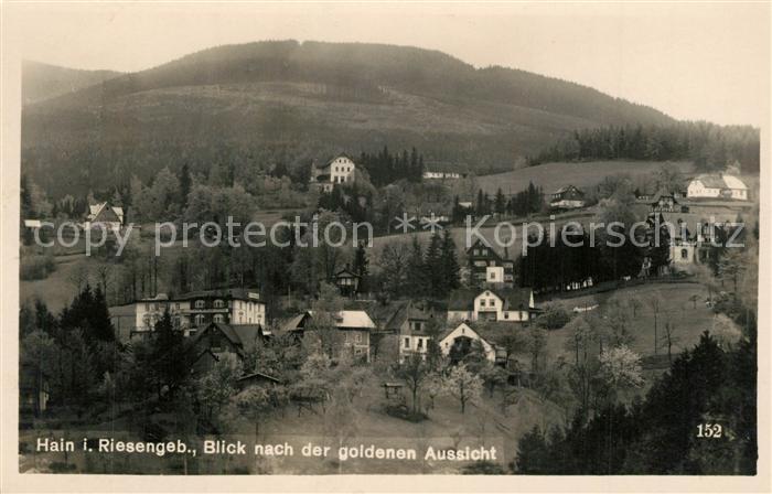 Hain Riesengebirge Panorama goldene Aussicht
