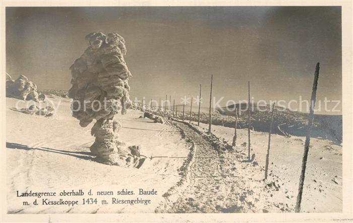 Kesselkoppe Winteraufnahme Wanderweg