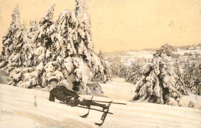 Neue Schlesische Baude Winterlandschaft Skifahrer