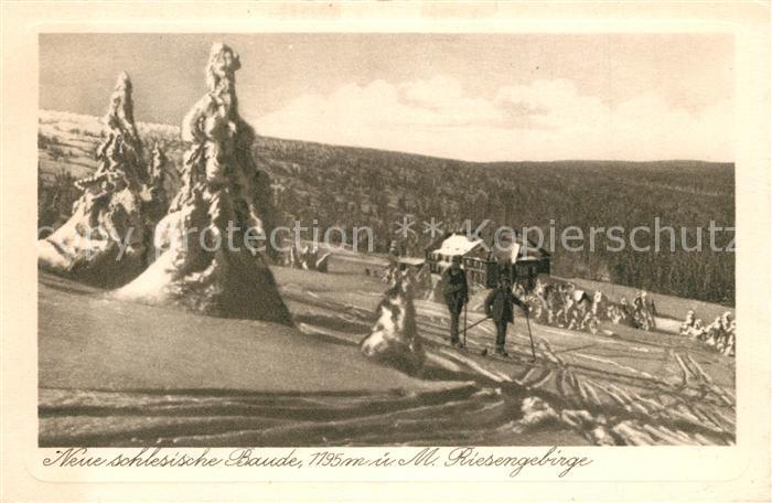 Neue Schlesische Baude Skifahrer Winterlandschaft