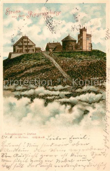 Schneekoppe Snezka Station Unterkunftshaus Wolken