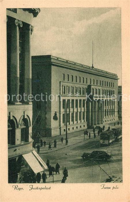 Riga Lettland Justizpalast Strassenbahn