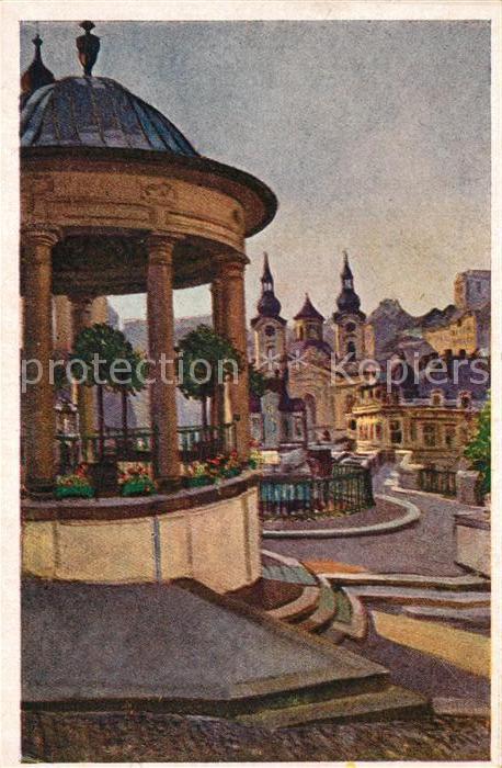 Karlsbad Eger Kuenstlerkarte E. Kosa Schlossbrunnenkolonnade Rudolfsquelle