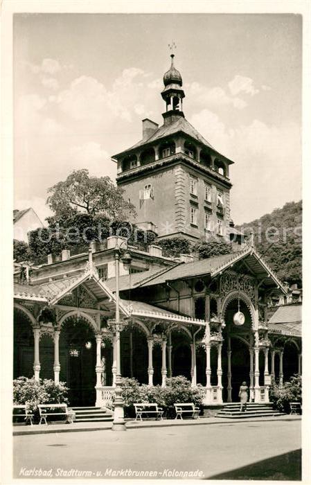 Karlsbad Eger Stadtturm Marktbrunnen-Kolonnade