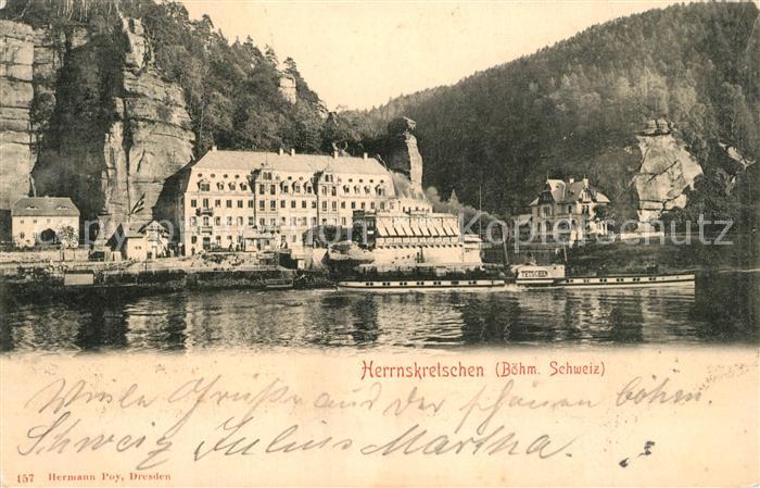 Herrnskretschen Boehmen Dampfer Tetschen