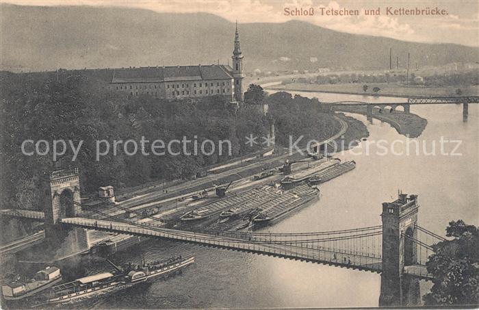 Decin Boehmen Schloss Tetschen Kettenbruecke