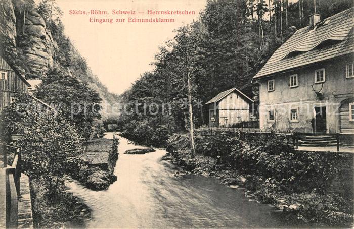 Herrnskretschen Boehmen Eingang zur Edmundsklamm