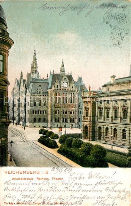 Reichenberg Liberec Boehmen Altstaedterplatz Rathaus Theater