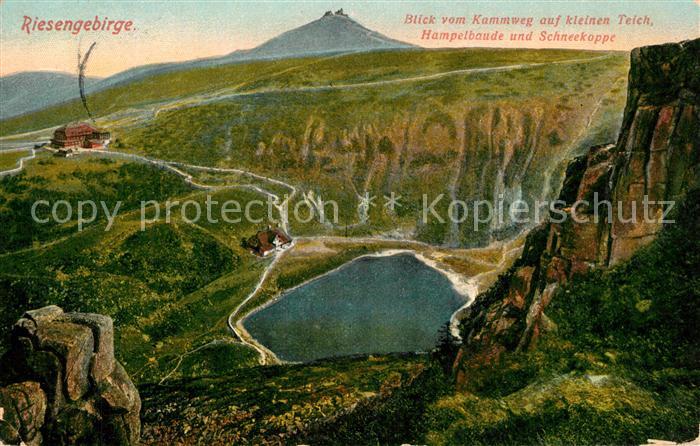 Hampelbaude Blick vom Kammweg Kleiner Teich Schneekoppe