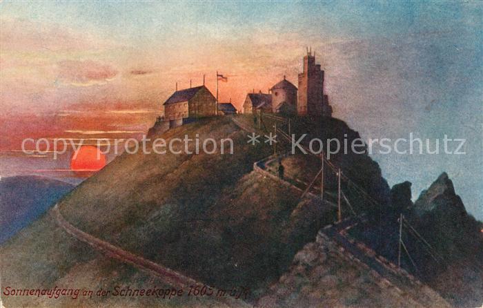 Schneekoppe Snezka Sonnenaufgang Kuenstlerkarte