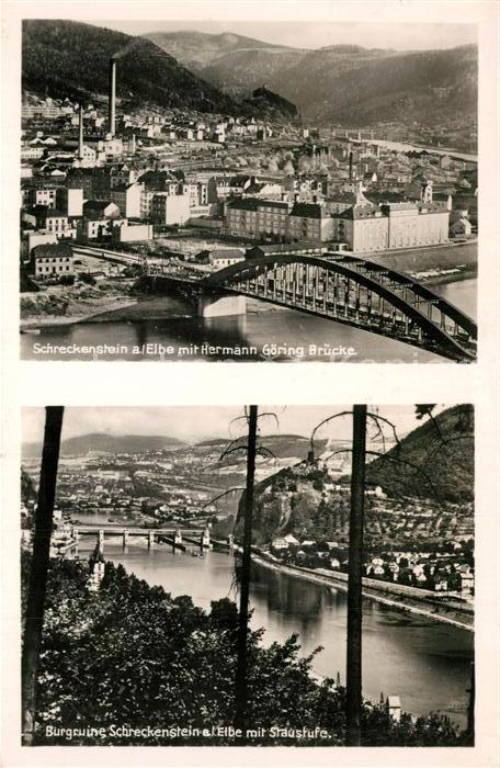 Schreckenstein Burg Strekov Hermann-Goering-Bruecke Staustufe