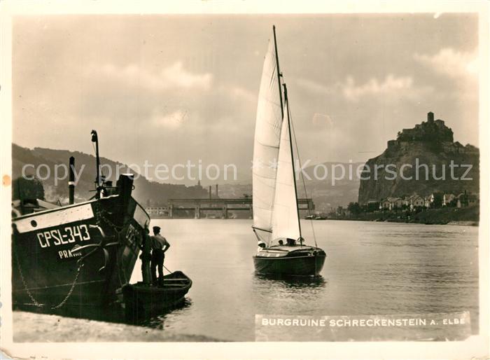 Schreckenstein Burg Strekov Segelboot