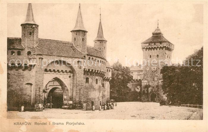 Krakow Krakau Rondel i Brama Florjanska